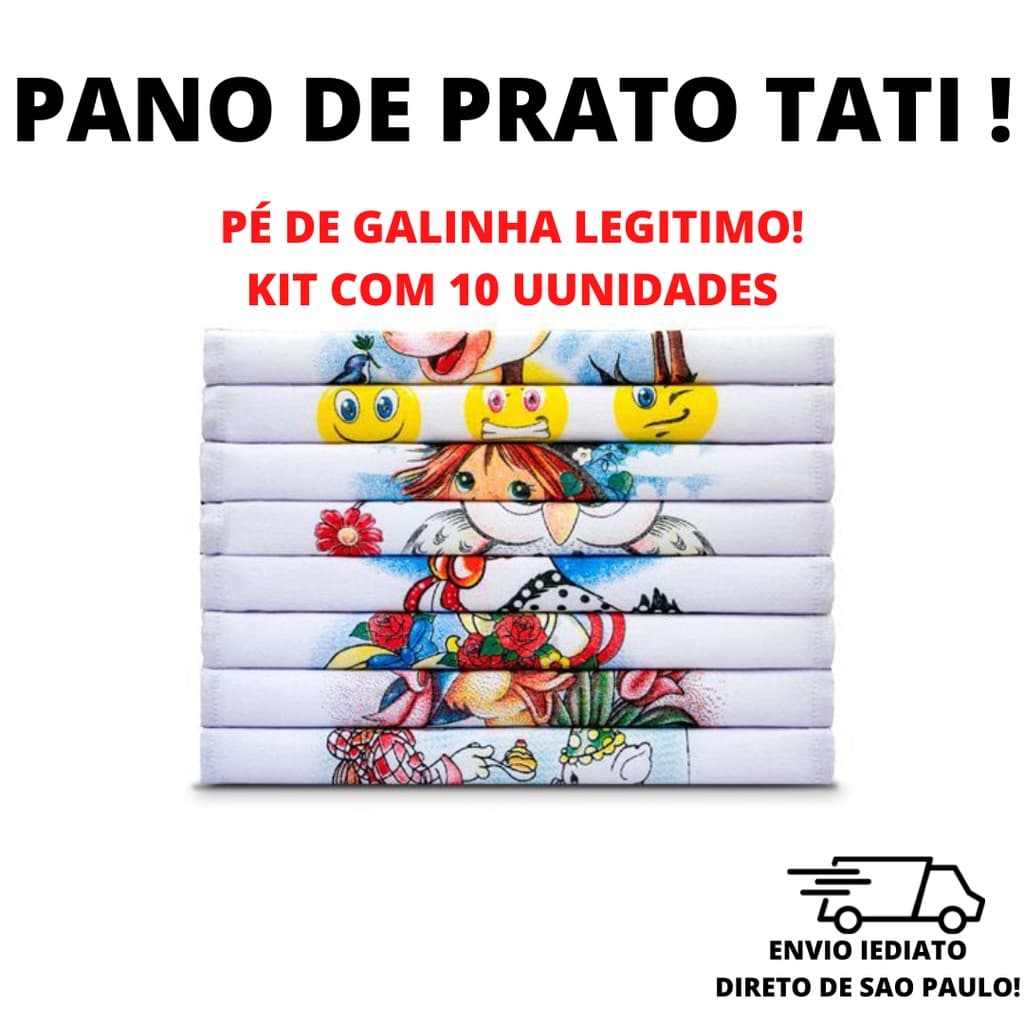 PANO DE PRATO  PÉ DE GALINHA LEGITIMO KIT COM 10 UNIDADES! Tamanho Grande