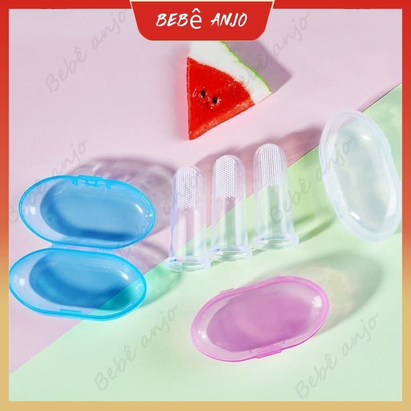Escova De Dentes De Silicone De 2 Peças + Caixa Para Limpeza De Bebês/Crianças