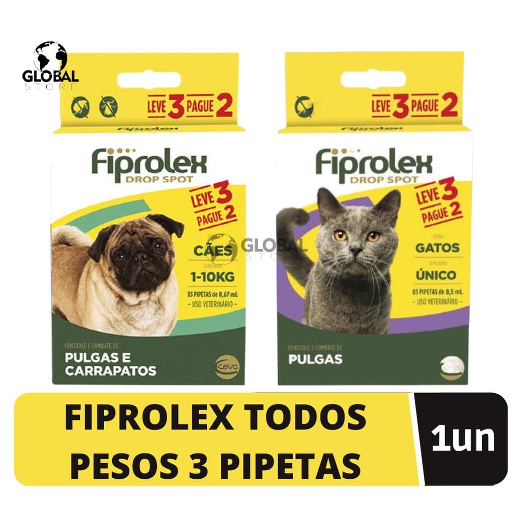 Fiprolex Drop Spot Leve 3 Pague 2 Antipulgas E Carrapatos Cachorro Ou Gato