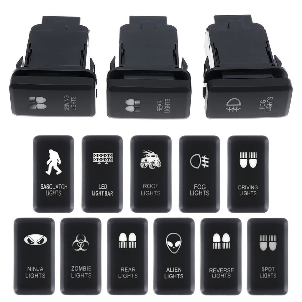 Interruptor De Botão De Pressão 12V ON/Off Blue Backlight Com Kit De Fio Conector Compatível Toyota Hilux/Prado 120