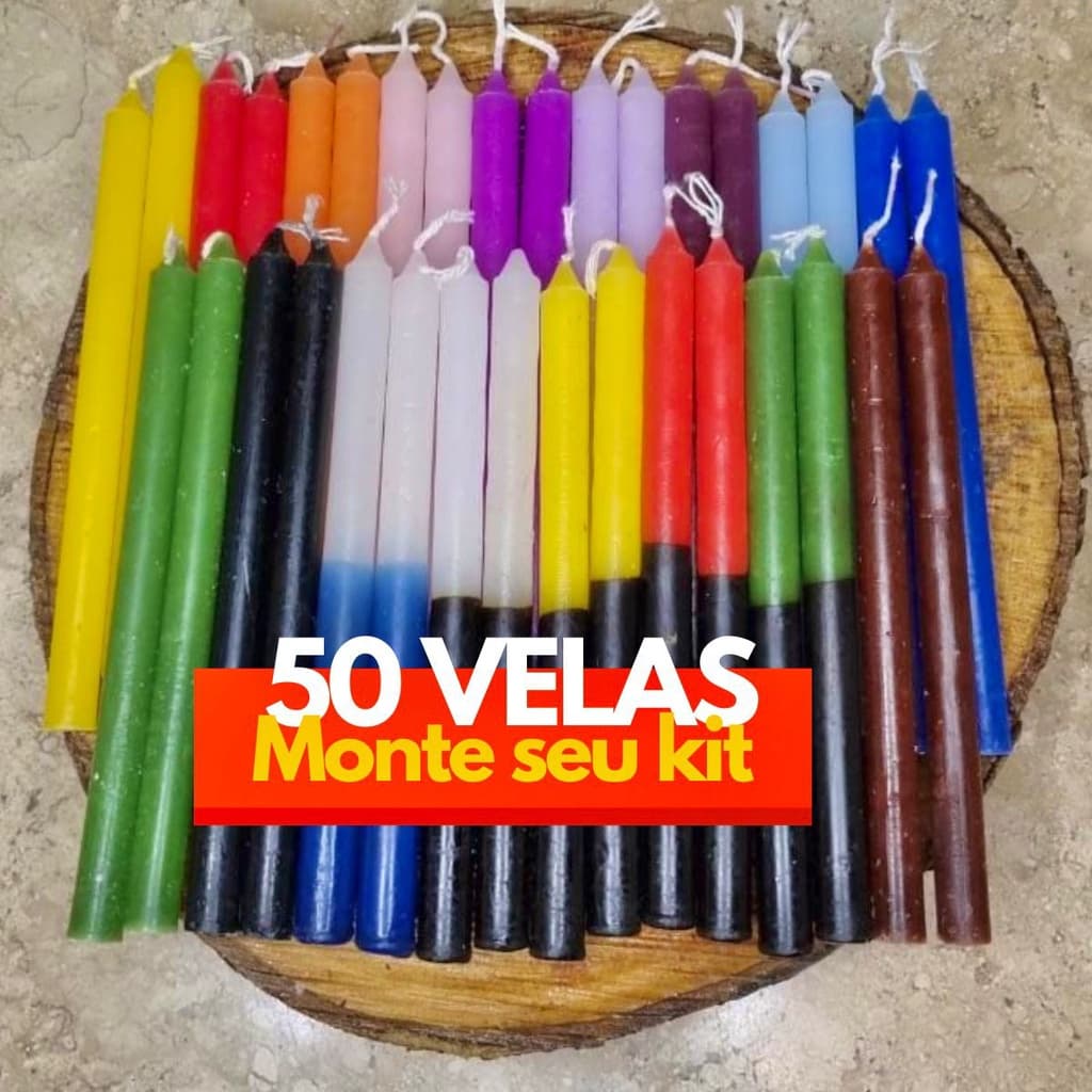 Kit 50 Velas Palito Coloridas e Bicolor 16 Cm