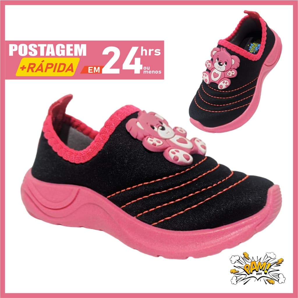 Calce Fácil Menina ursinhos pink personagens lançamento moda volta as aulas presente muito macio