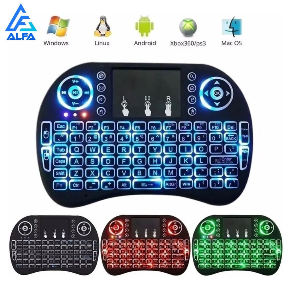 Mini Teclado Controle Usb Touchpad Smart Tv Pc Ps3- Iluminado