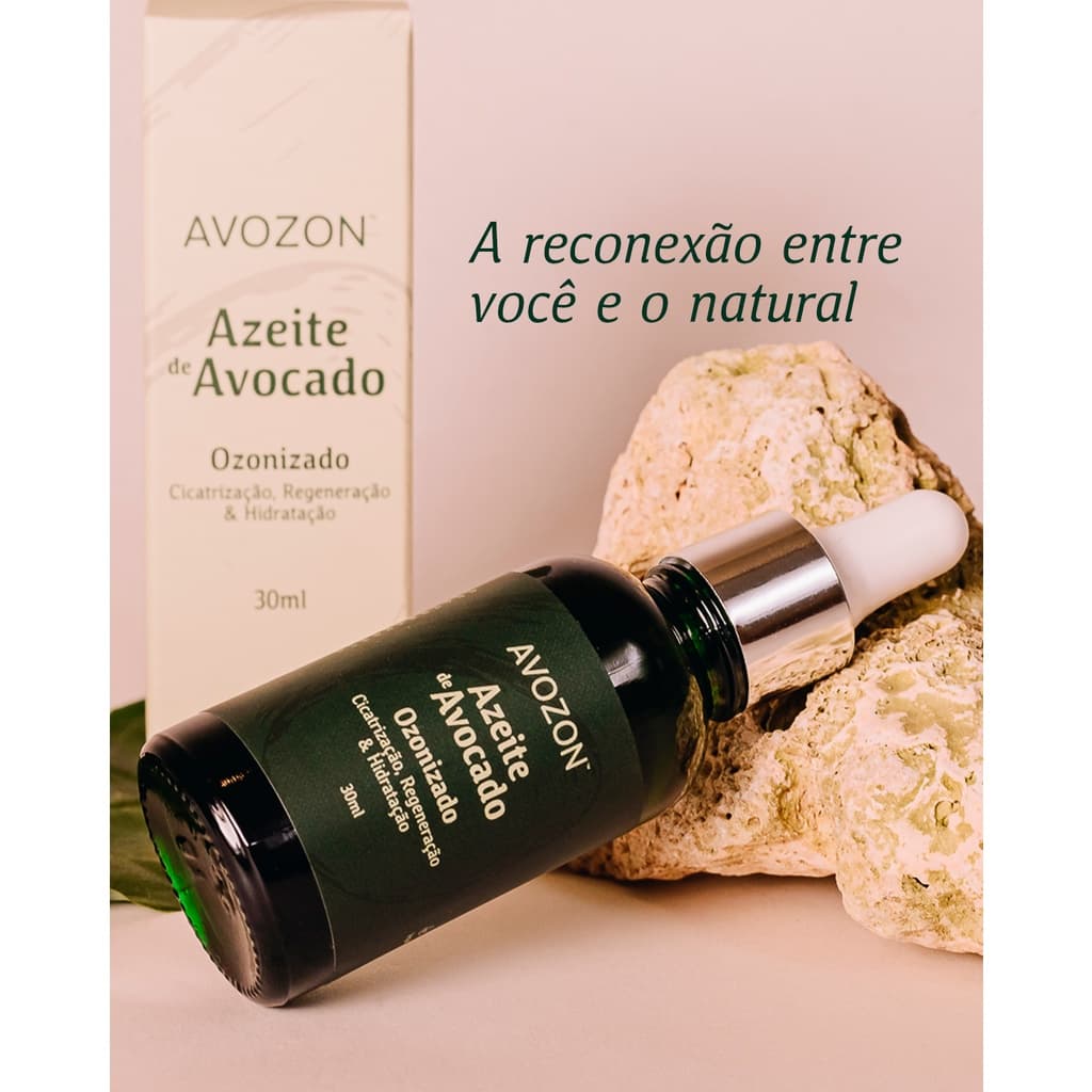 Óleo Ozonizado de Avocado 30ml Cicatrização Regeneração Hidratação Pele - Vegano 100% Natural Avozon