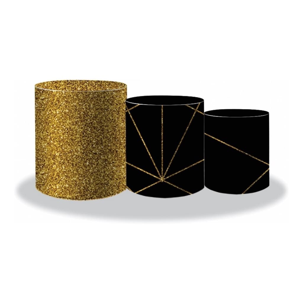 Trio de Capa de Cilindro em Tecido Tema Glitter
