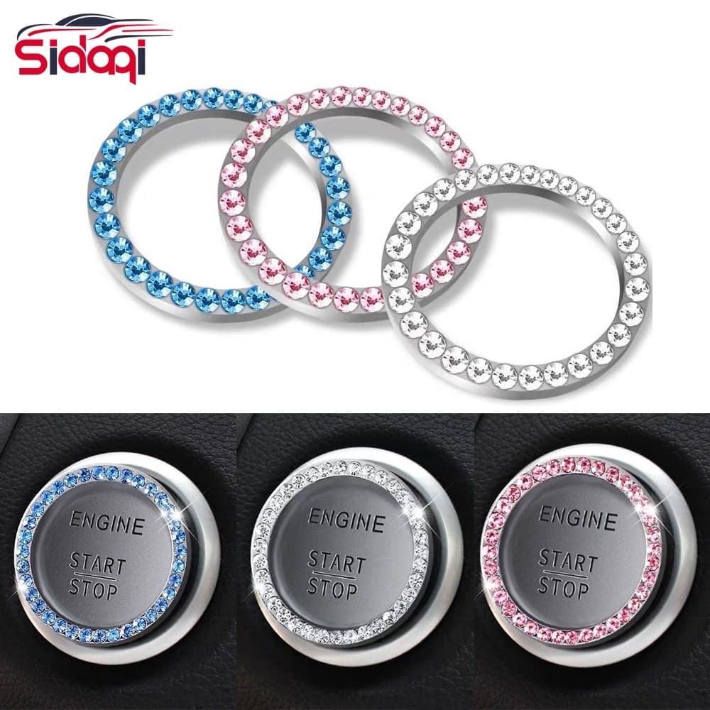 1 Peça Strass Carro Ignição Chave Ornamento Anel De Auto Start Botão De Motor Decoração Para Nissan Cristal Luxo Adesivo
