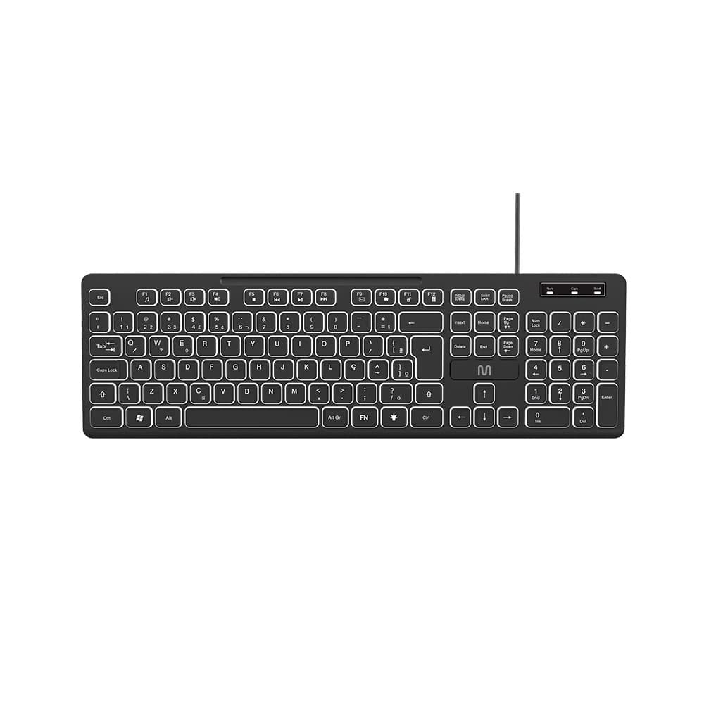 Teclado Com Fio Light 3 Níveis Ajustáveis Teclas Silenciosas e Conexão Usb Preto - TC268