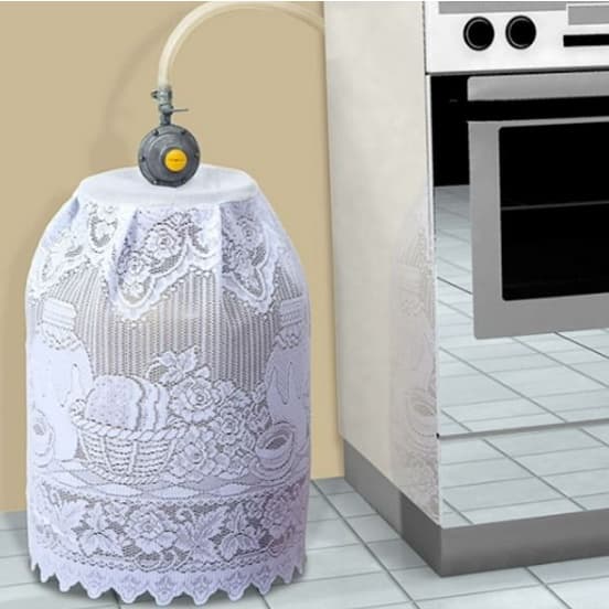 Capa Para Botijão Bujão De Gás De Renda Branco