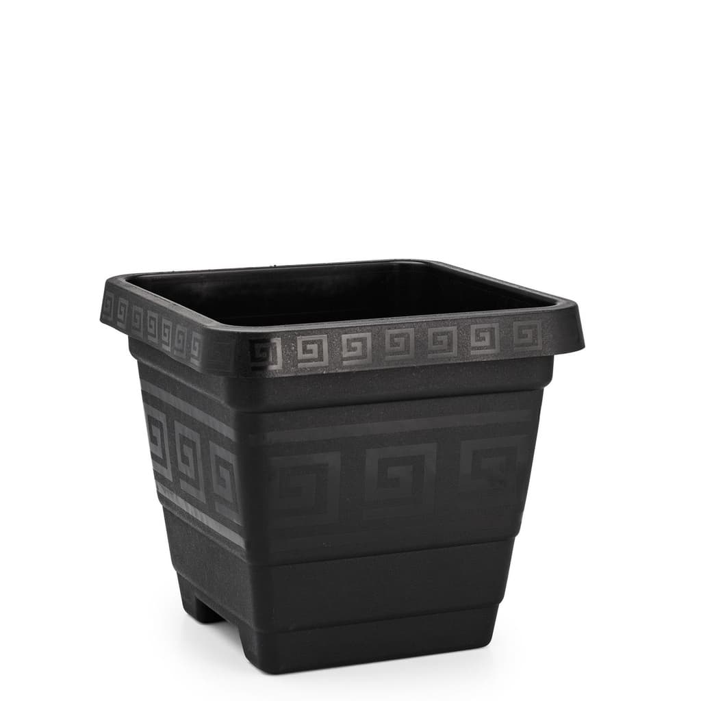 Kit 10 Vasos Grego 18 Litros Preto Quadrado Para Flores Jardim Plantas De Jardinagem