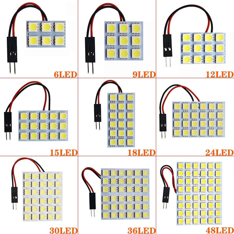 Lâmpada De Teto LED Para Painel Automático 6 9 12 15 18 24 36 48 SMD 5050 Interior Do Carro Com T10 W5W C5W C10W Festoon