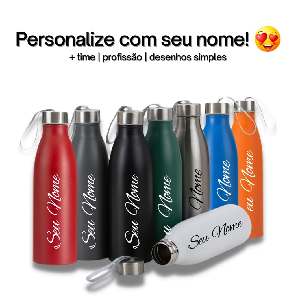 Garrafa Inox 750ML Personalizada c/NOME ou LOGOTIPO