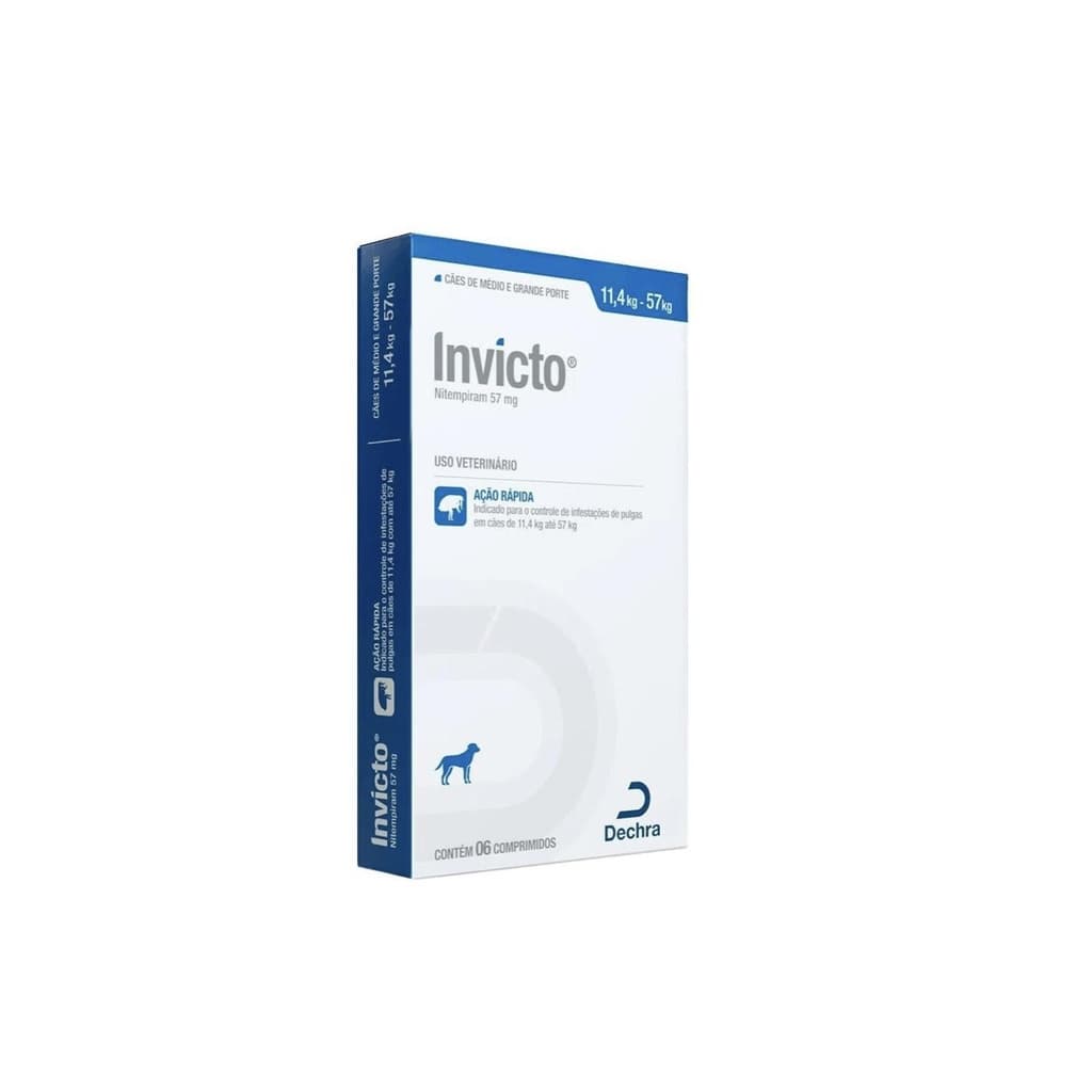 Invicto Antipulgas Para Cães Dechra 57mg C/ 6 Comprimidos