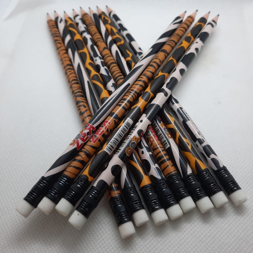 LAPIS PRETO HB C/BORRACHA GIRAFA VAQUINHA ONÇA E ZEBRA KAZ