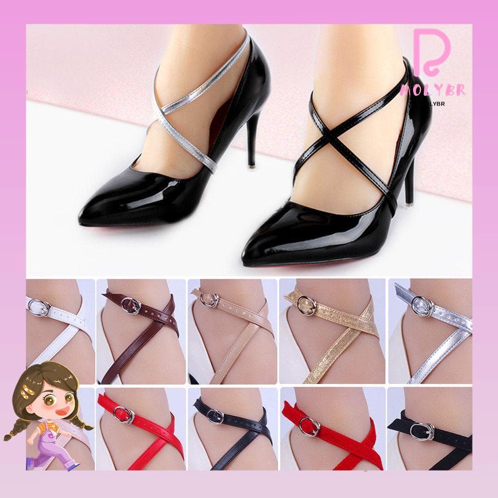 MOILY Women PU Cadarço Cruzado De Couro Salto Alto Ajustável Antiderrapante Fivelas De Metal Cinto De Calçado