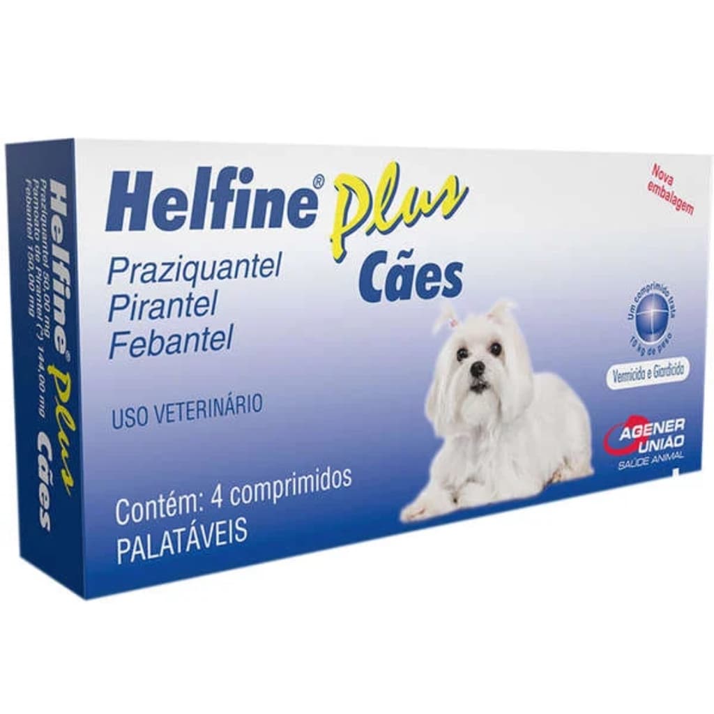Vermífugo Helfine Plus Agener União para Cães 4 Comprimidos