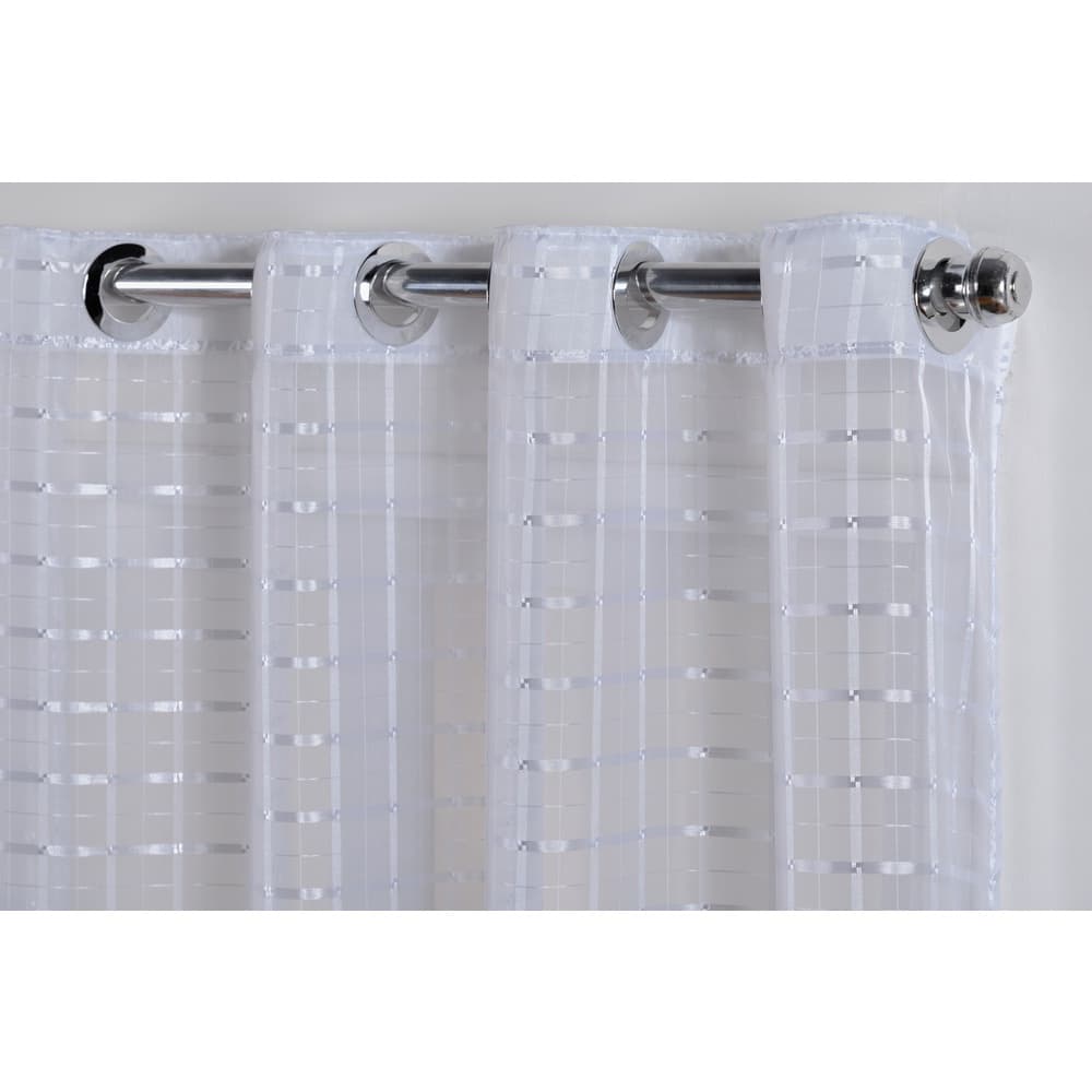 Cortina Voil Xadrez Janela Pequena 2,50 Largura 1,20 Altura Ilhos Cromado