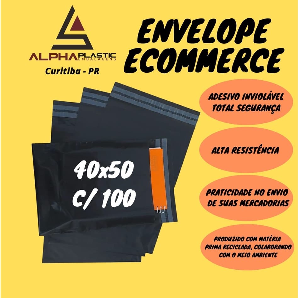 100 Unid. Envelopes De Segurança 40x50 -  Saco Embalagem Para Correio Ecommerce