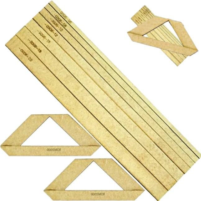 Kit Régua Gabarito Cartonagem Encadernação Fio De Cabelo Mdf