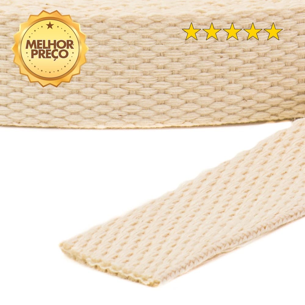 Alça Fita de Algodão Cru (3 metros) Várias Larguras | São José