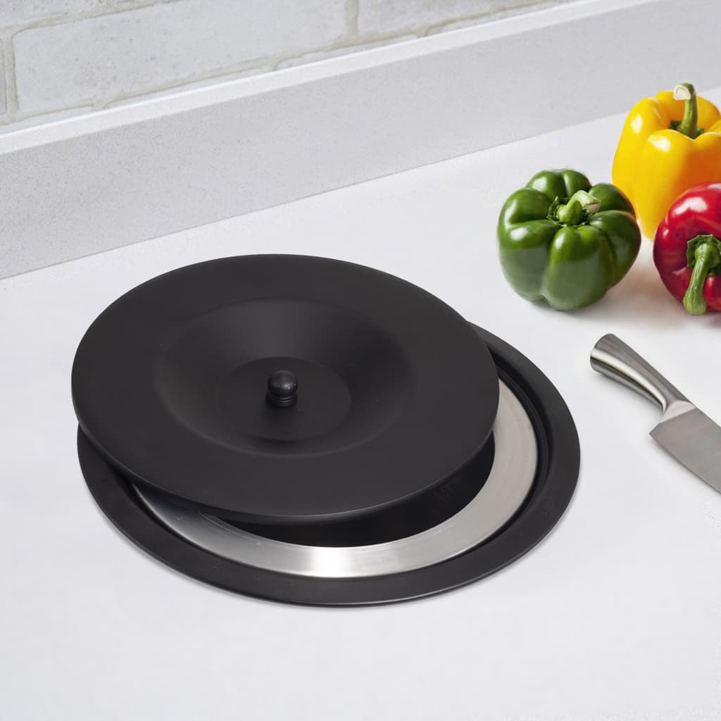 Lixeira Embutir Pia Cozinha Granito 5L Aluminio Preta Fosca