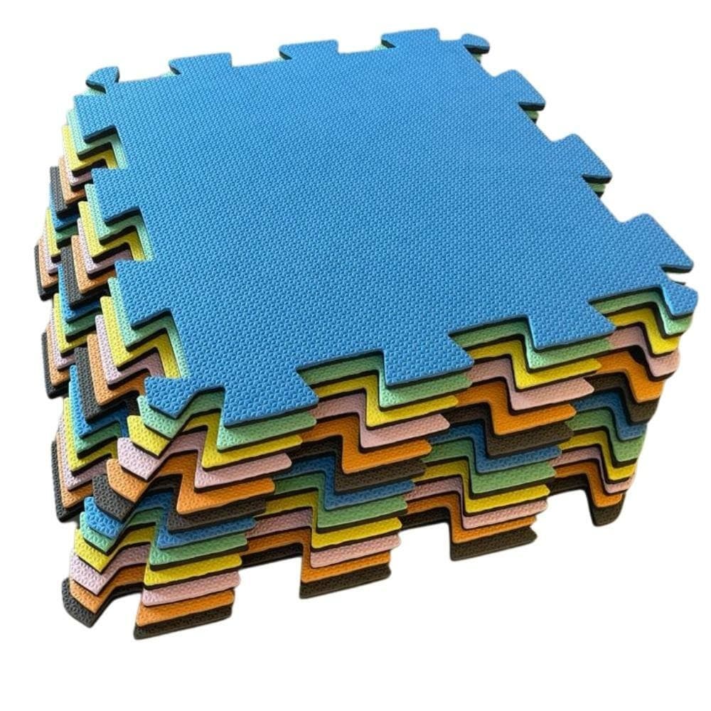 Kit 20 Tapetes Ou Tatames Eva Bebe Colorido 50x50x1 Cm