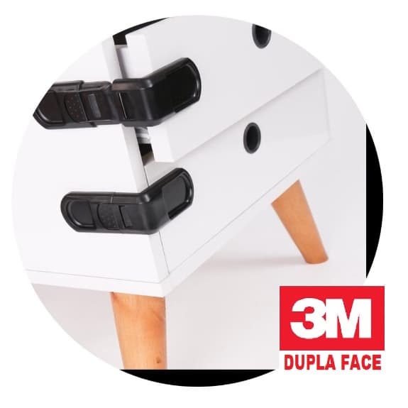 Kit com 3 Travas Lateral para Gavetas com Fixação Adesiva 3M com Várias cores