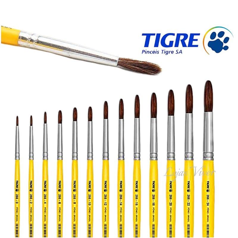 Pincel 266 Redondo Pelo de Pônei - Tigre