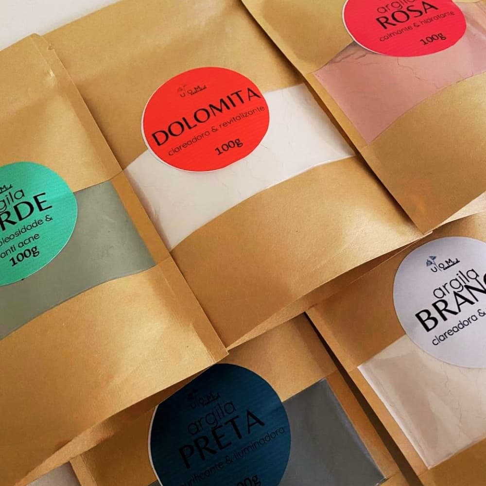 Argila em Pó Branca Verde Rosa Preta Amarela Roxa Dolomita 100g