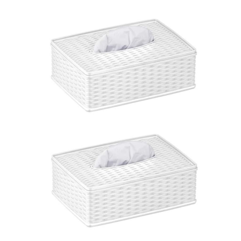 Kit 2 Porta Lenços Guardanapos Plástico Resistente Rattan