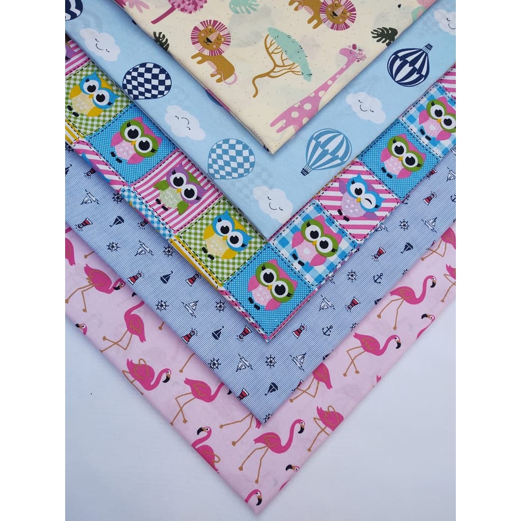 Kit Tecido Tricoline Estampa Infantil c/ 5 Cortes 50x75cm