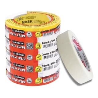 Kit com 5 Fita Crepe Branca 24x50 - Adelbras