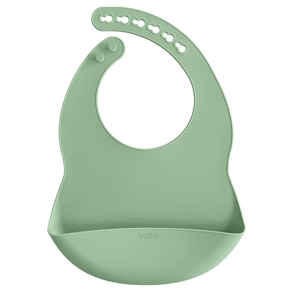 Babador de Silicone com Pega Migalhas Verde 15641 - Buba