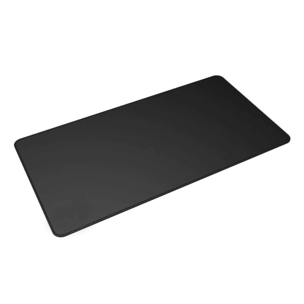 Mouse Pad Grande Couro Preto Feltro Costurado Básico