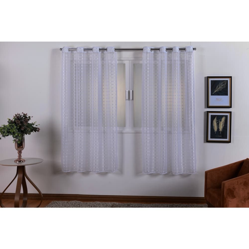 Cortina Cozinha Janela Pequena Voil Xadrez 2,50 Largura 1,20 Altura