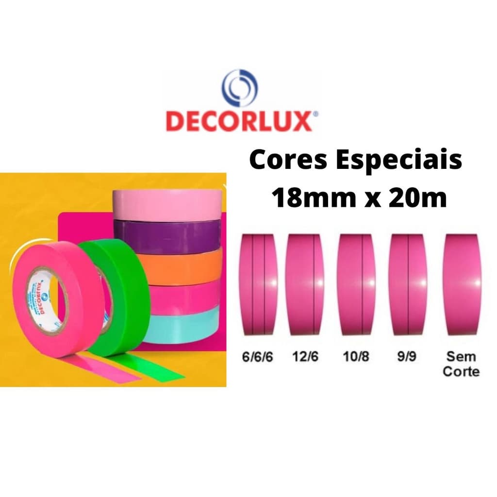 Fita Decorlux Cores Especiais Inteiras ou Cortadas 18mmx20M