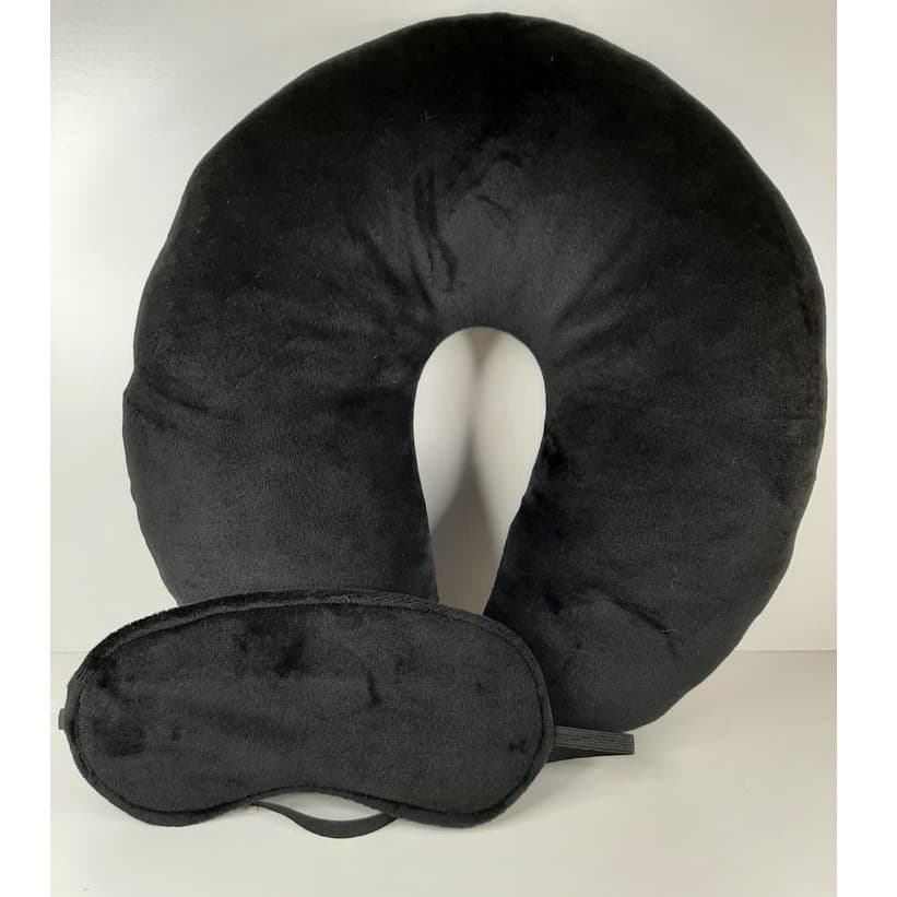 Kit Almofada/Travesseiro de Pescoço + Máscara de Viagem Para Dormir