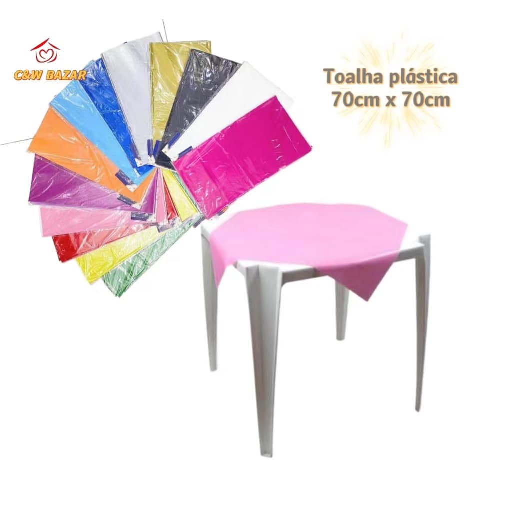 Kit 10 Toalha De Mesa Lisa Plástica Convidados Decoração Festa 70x70cm