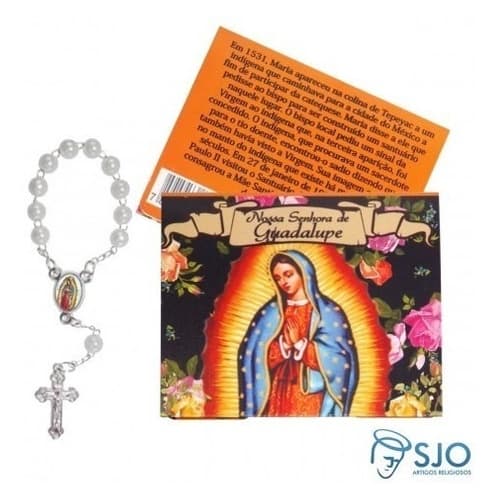 Kit Cartões com Mini Terço de Nossa Senhora de Guadalupe