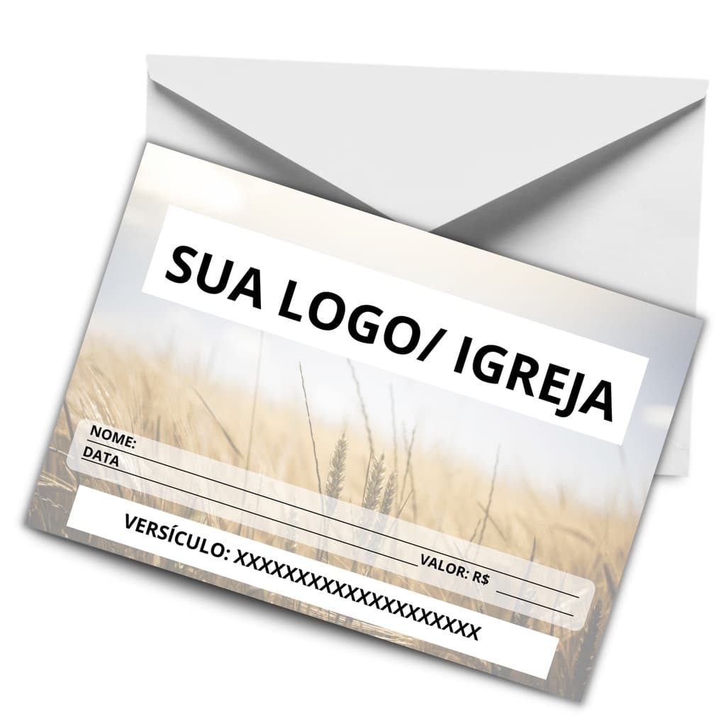 Envelope para dízimos, Ofertas e Campanhas PESONALIZADO 10, 25 E 50 UNIDADES