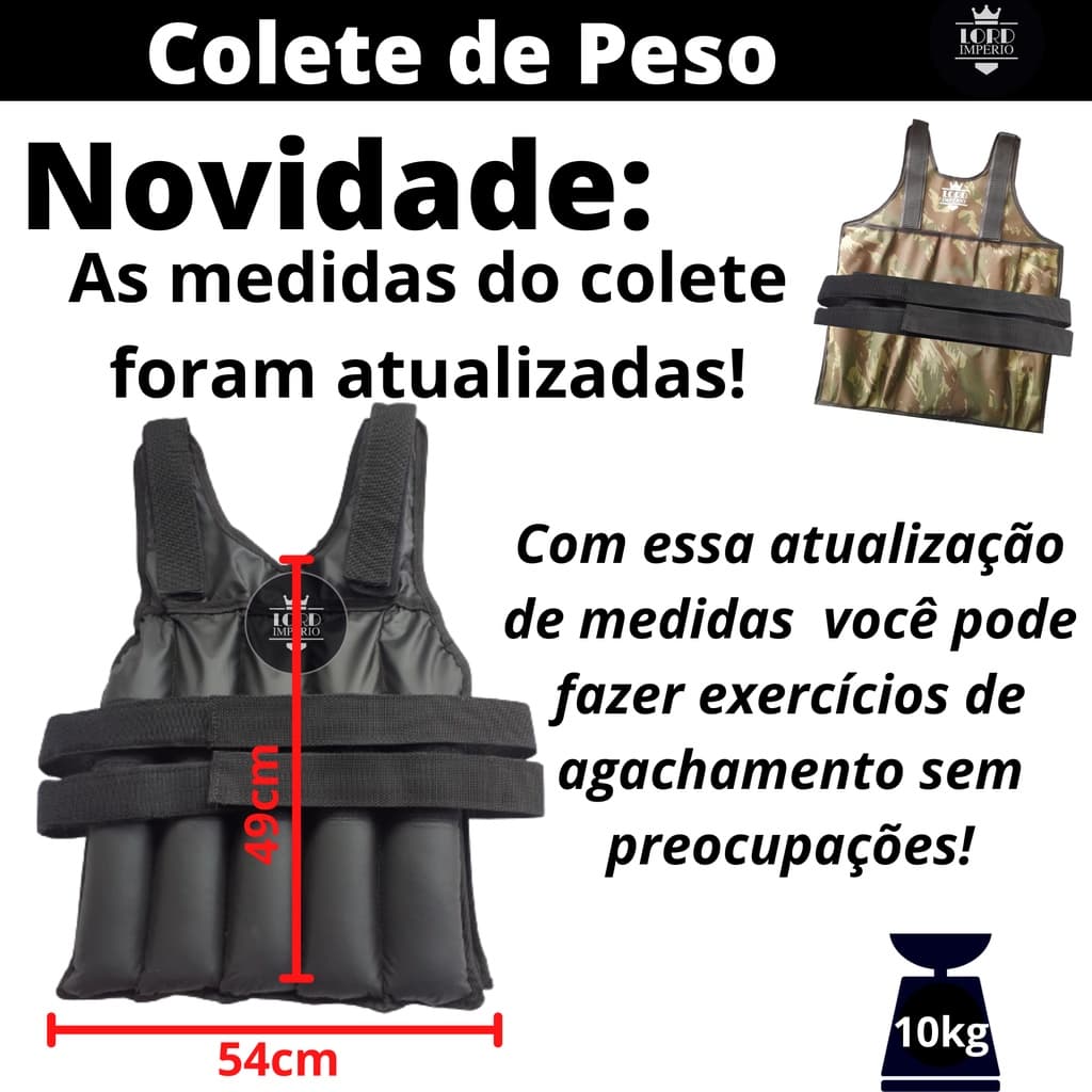 Colete De Peso 10kg Para Treinamento Funcional Colete De Carga Crossfit Funcional Ajustavel 10kg treinar em casa Academi