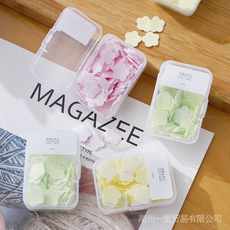 100 Peças De Papel De Sabão Portátil Para Lavar As Mãos Descartáveis Viagem mini Almofadas De Sabonete De Pétalas