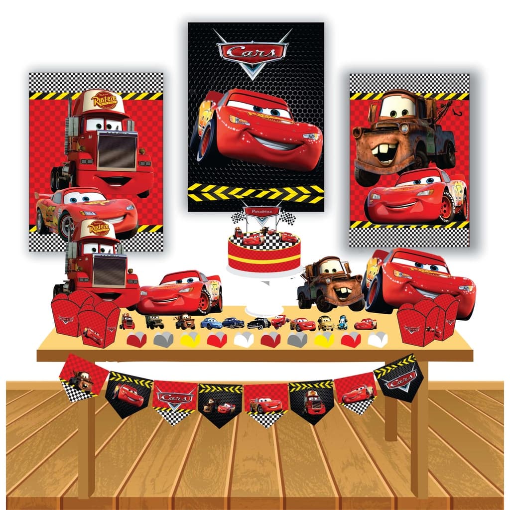 Kit Festa Carros Relampago Mcqueen Infantil Decoração Aniversário só um bolinho em Casa Simples