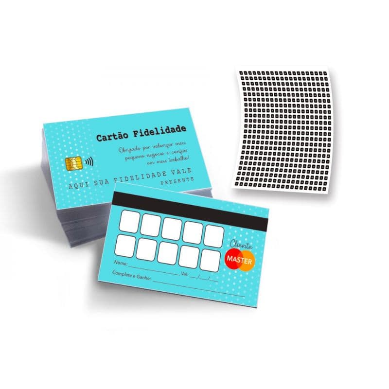 100 Cartão Fidelidade + Adesivos fidelidade Personalizados