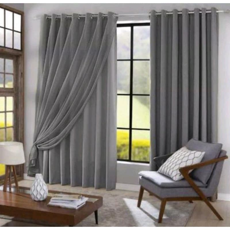 Cortina Blackout PVC Com Tecido Voil Liso 3,00 Largura 2,60