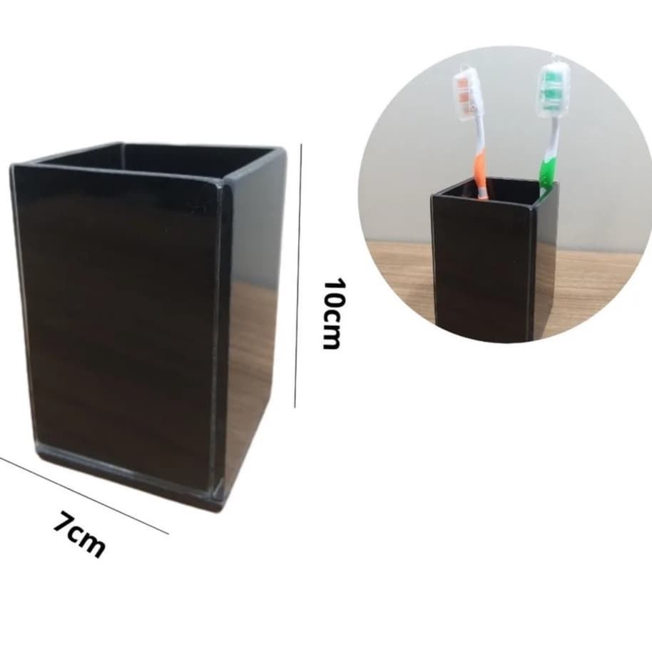 Porta Escova de Dente Vidro - Preto ou Branco