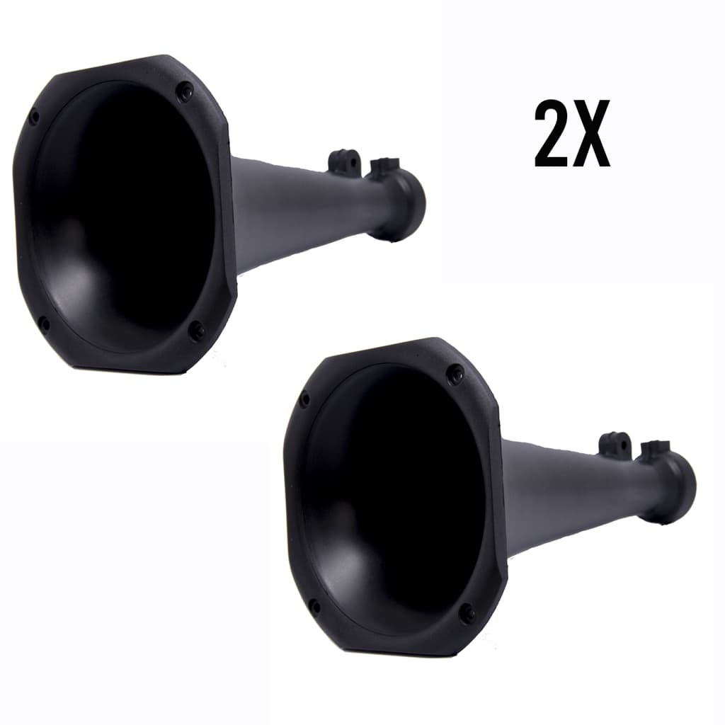 2 Cornetas Longa Para Som Automotivo Permak Boca Redonda Corneta Preta LC1425