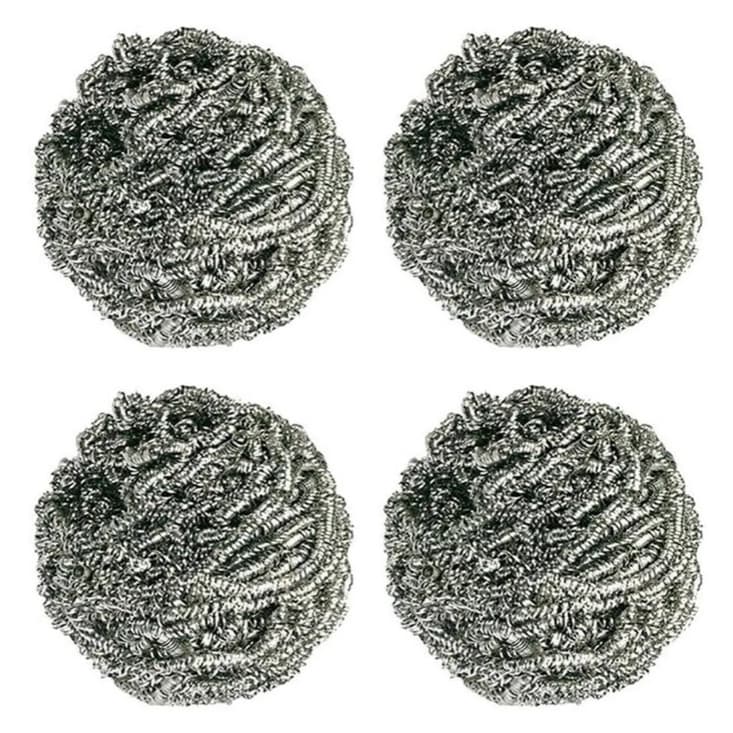 Kit 4 Esponjas Inox Limpeza Pesada Aço Inox Grelhas Ferros