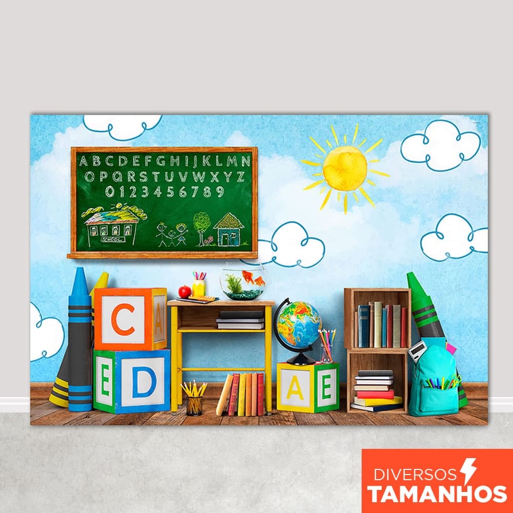 Fundo Fotográfico Escolar Infantil Cenário Sala de Aula Painel Em Tecido Sublimado - FFC-680