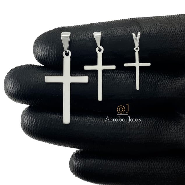 Pingente De Cruz Lisa Banhado a Prata 925 Masculino Feminino