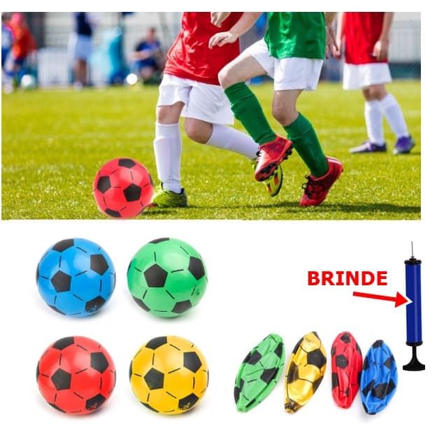 Bola Vinil Dente De Leite Futebol + Bomba Inflas-20 Unidades